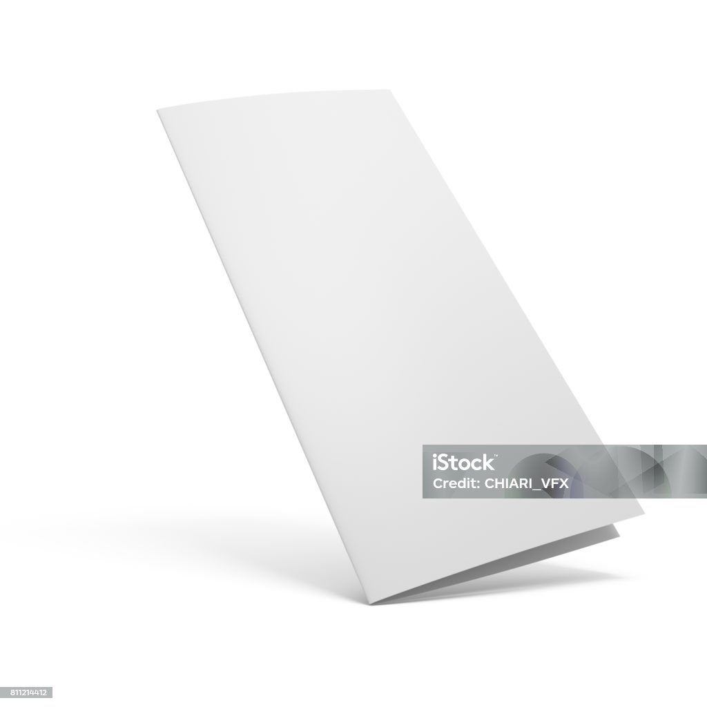 Rendu 3D blanc double brochure papier isolé sur fond blanc - Photo de Modèle réduit libre de droits