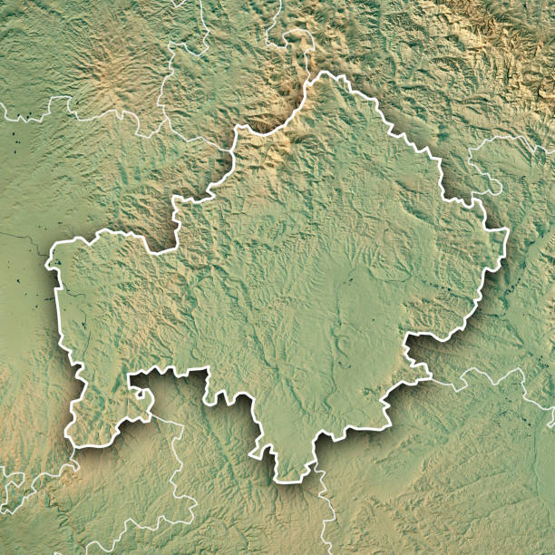 istock Unterfranken Regierungsbezirk Bayern 3D Render Topographic Map Border 811220516