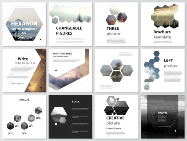 Vector illustration of Abstract polygonal modern style with hexagons. The minimalistic vector illustration of the editable layout of square format covers design templates for brochure, flyer, magazine