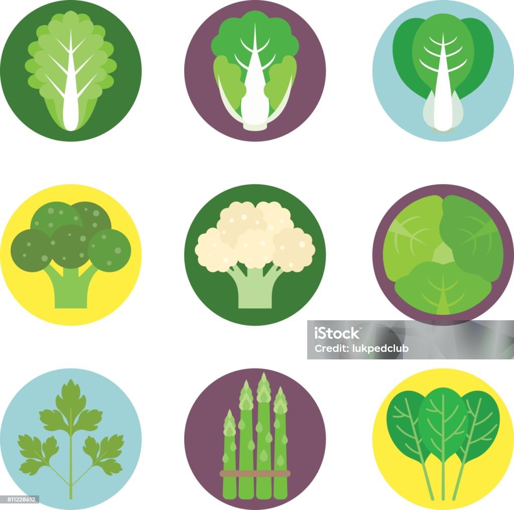 Vector Vegetables flat icons set 1 Cauliflower stock vector