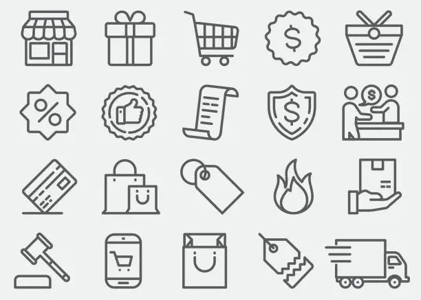 Vector illustration of Shopping Line Icons