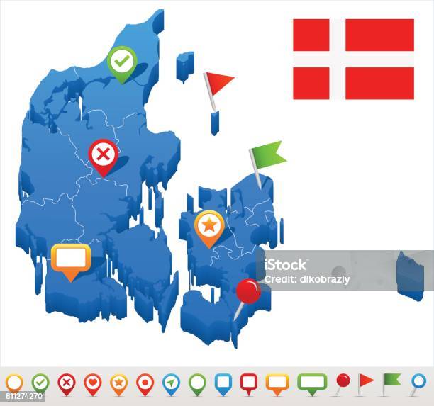 Vetores de 09 Mapa Dinamarca Azul Ponto Isolado 10 e mais imagens de Azul - Azul, Bandeira, Bandeira Dinamarquesa