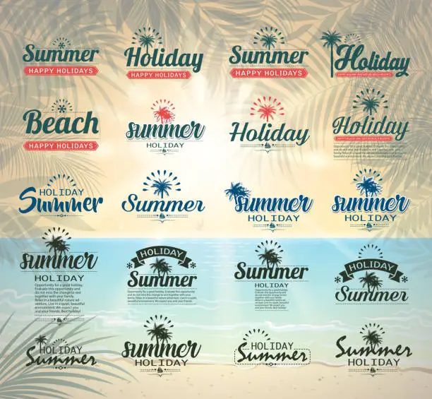 Vector illustration of summer sign set