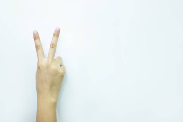 istock hand sign meaning number two, victory 811277420