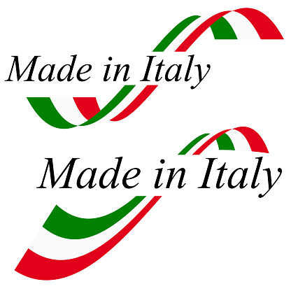 seal of quality with text made in Italy and colors of italian flag