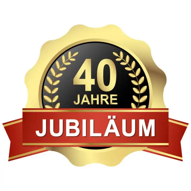 Vector illustration of button 40 years jubilee (in german)