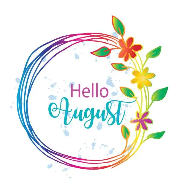 Vector illustration of Hello august