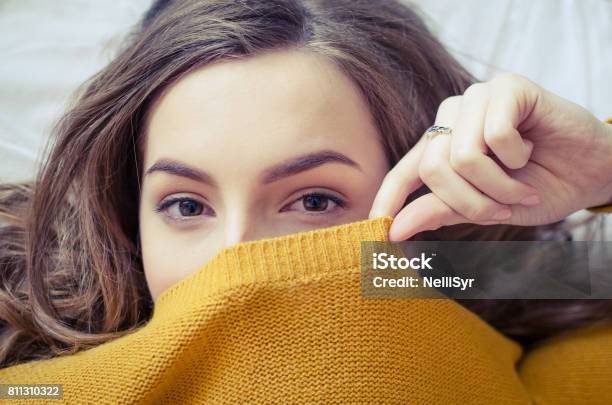 Teen Girl Covering Her Face Stock Photo - Download Image Now - Women, Autumn, Hiding