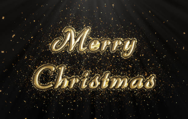 istock Gold Merry Christmas with confetti 811311336