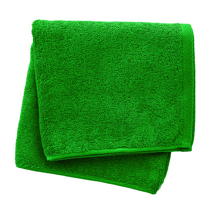 Green towel isolated on white background