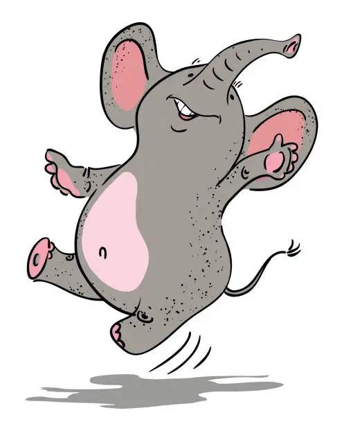Vector illustration of Cartoon image of dancing elephant