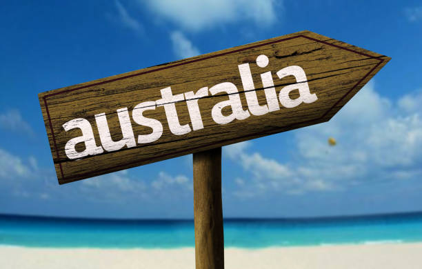 istock Australia wooden sign on the beach 811329458