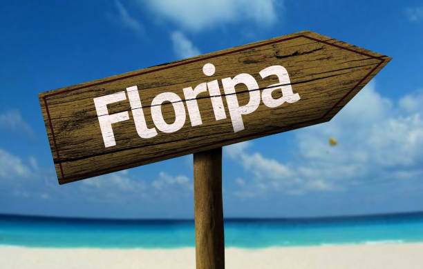 istock Floripa wooden sign on the beach 811334264