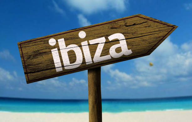 istock Ibiza wooden sign on the beach 811334330