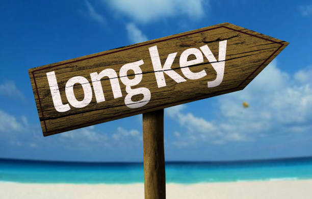 Long Key wooden sign on the beach