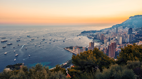 Monaco sunset viewed from La Turbie