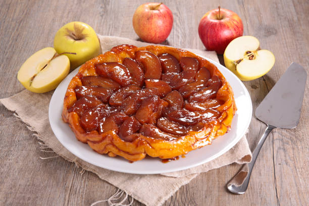 apple pie, tarte tatin stock photo