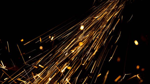 istock Sparks from metal on construction site as background 811352428
