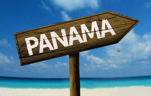 istock Panama wooden sign on the beach 811355498
