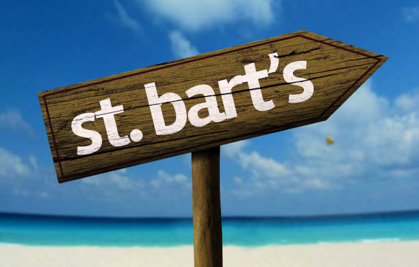 istock St. Bart's wooden sign on the beach 811355804