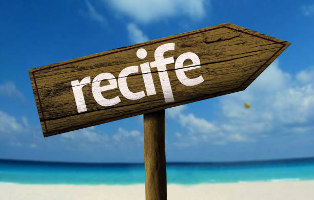 istock Recife wooden sign on the beach 811360736