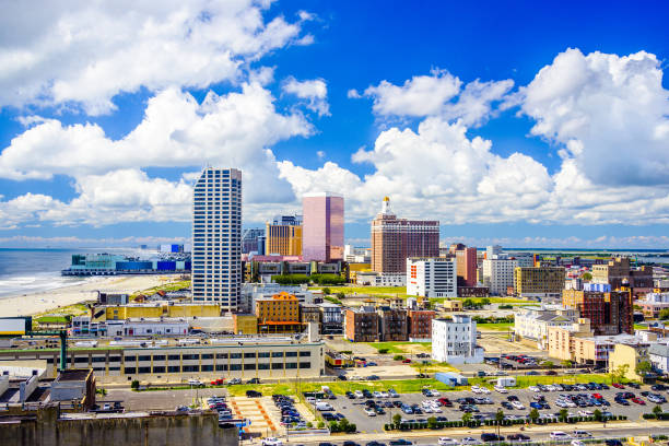 atlantic city, new jersey skyline - atlantic city gambling new jersey built structure imagens e fotografias de stock