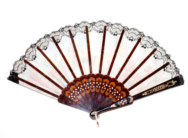 Vintage Hand Fan on White Background