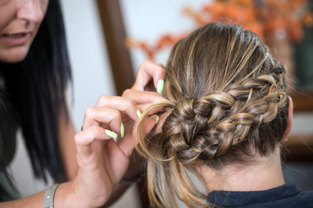istock Airbrush makeup and hairdressing salon: Braid 811398250