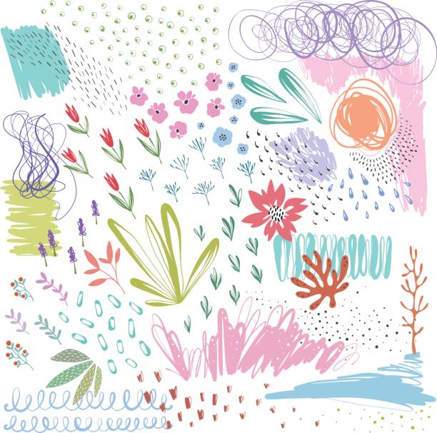 abstrakte elements_06 - flower nature lavender lavender coloured stock-grafiken, -clipart, -cartoons und -symbole