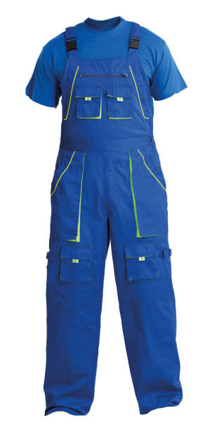 istock Protective workers blue trou and blue t-shirt, isolated on white 811410388