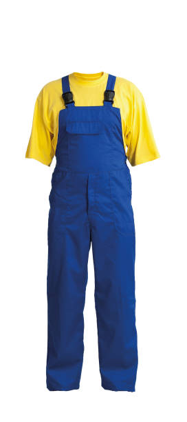 istock Protective work trou and yellow t-shirt, isolated on white background 811417370