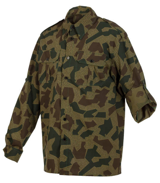 istock Camouflage shirt with foldable sleeve isolated on white background 811430388