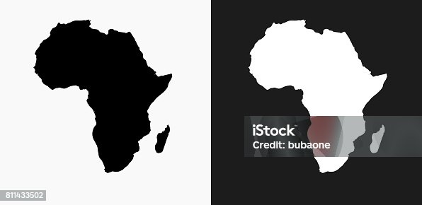 istock Africa Continent Icon on Black and White Vector Backgrounds 811433502