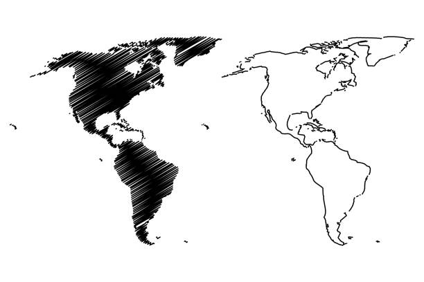 mapa ameryki ilustracja wektorowa, - outline mexico flat world map stock illustrations