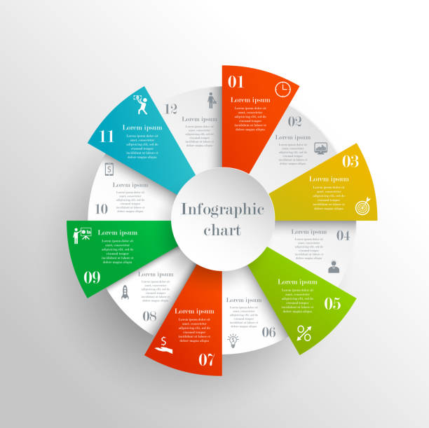 infografika o okręgu abstrakcyjnym - origami action vector design stock illustrations