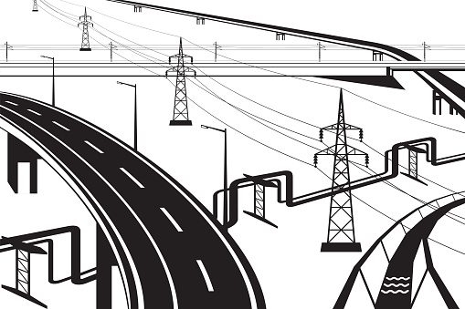 Different infrastructural Installations  - vector illustration