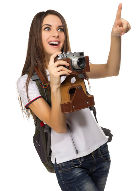 istock Young travelling girl isolated 811442138