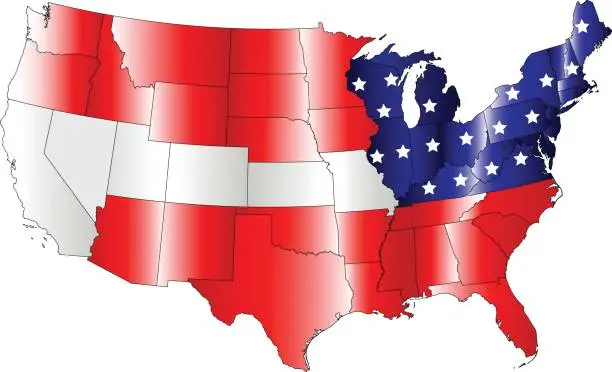 Vector illustration of US map and flag vector outlines in an abstract creative illustration design