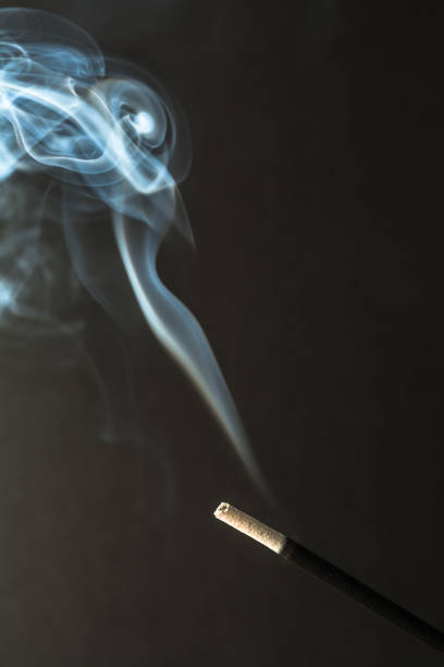 istock Burning incense sticks with smoke on dark background 811467954