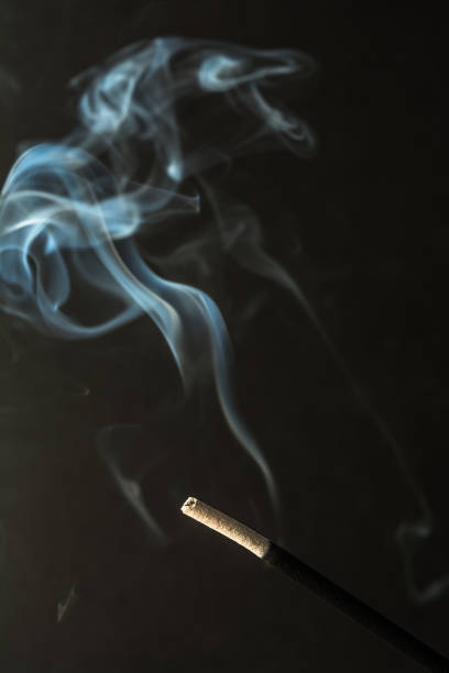 istock Burning incense sticks with smoke on dark background 811468032