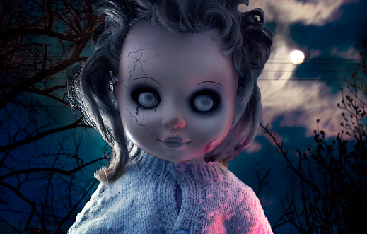 Scary Doll Photo Stock Photo - Download Image Now - Appearance, Bizarre,  Blue - iStock