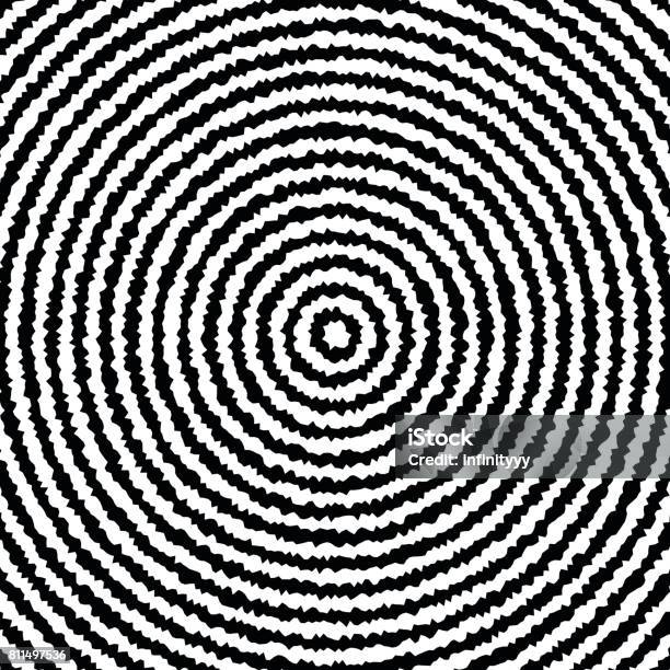 Abstract Black And White Graphic With Circular Circle Pattern Stock Illustration - Download Image Now