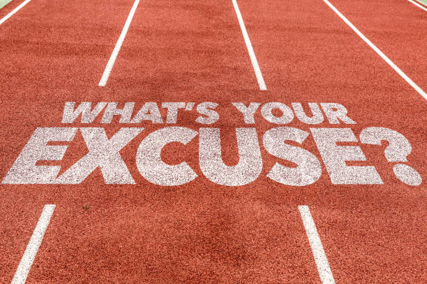 whats your excuses? - success failure dreams road sign imagens e fotografias de stock