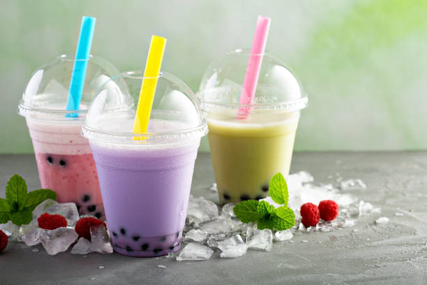 istock Variety of bubble tea in plastic cups 811505916