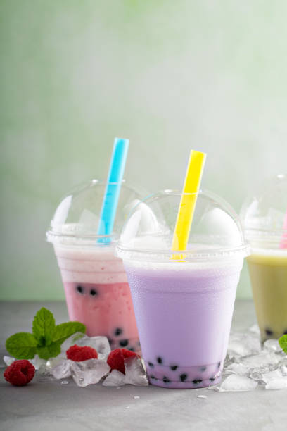 istock Variety of bubble tea in plastic cups 811506020