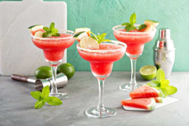 istock Refreshing summer watermelon margaritas with lime 811552244