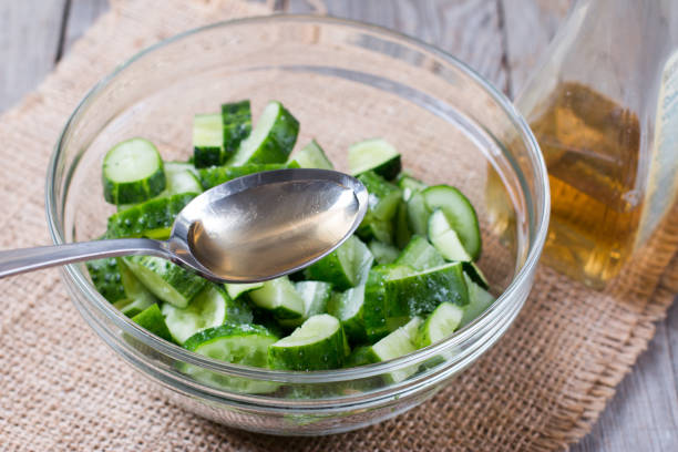 Cucumber salad with onion and dill vinaigrette