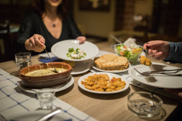 Woman eating at a restaurant