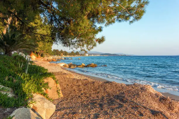 Photo of The waterfront of Nikiti in Chalkidiki, Greece, at dusk