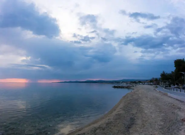 Photo of The waterfront of Nikiti in Chalkidiki, Greece, at dusk